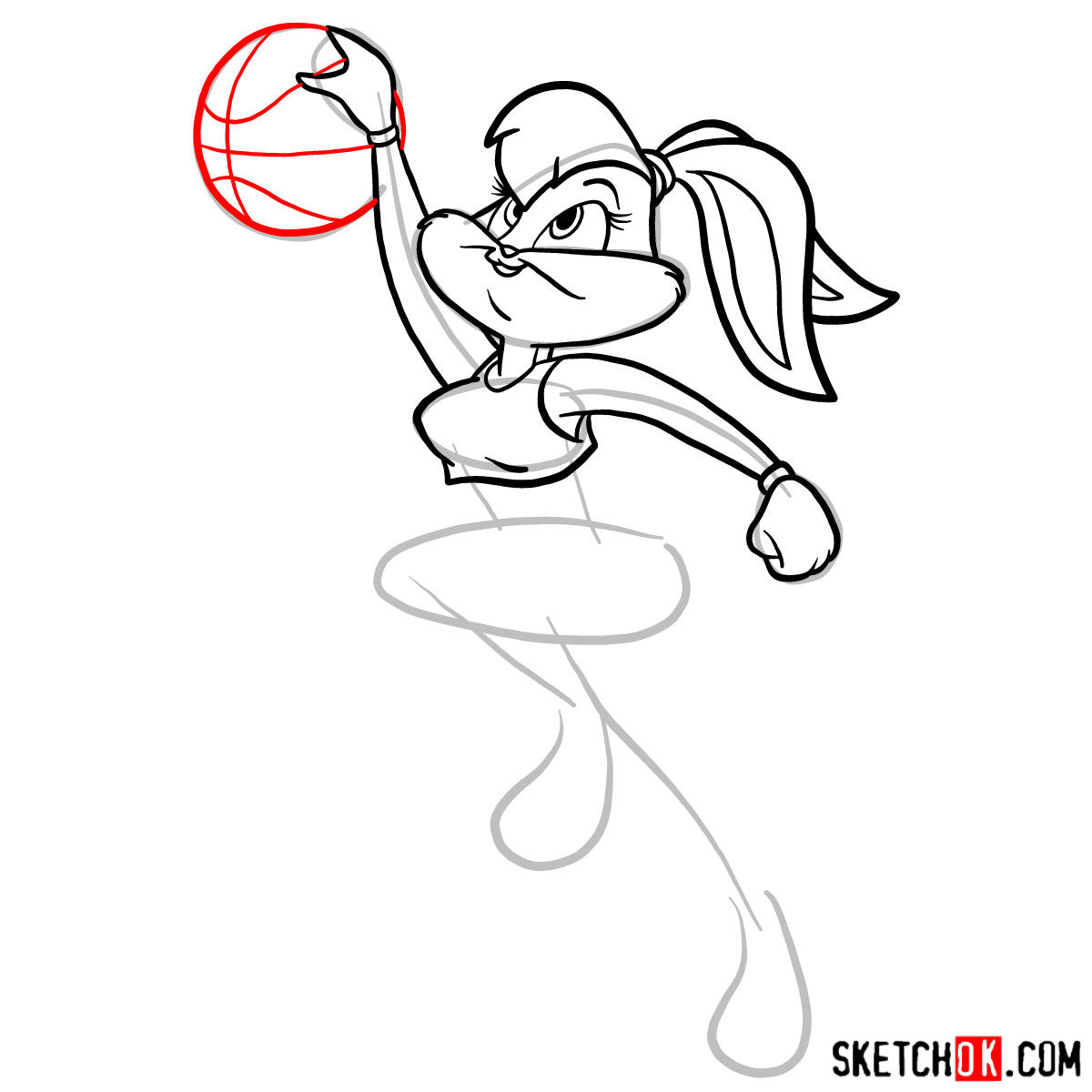 How To Draw Lola Bunny Playing Basketball Step By Step.