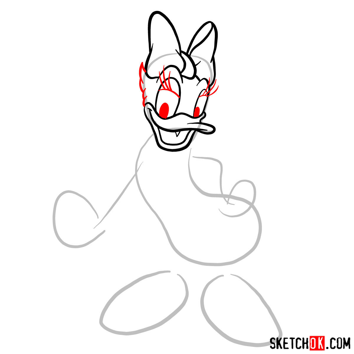 How to draw Daisy Duck - step 04