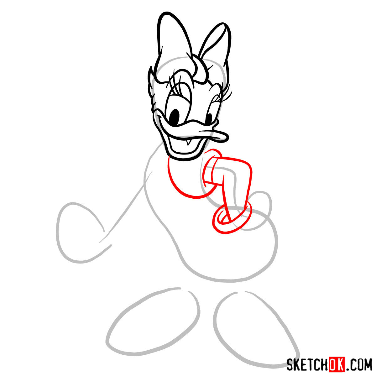 How to draw Daisy Duck - step 05