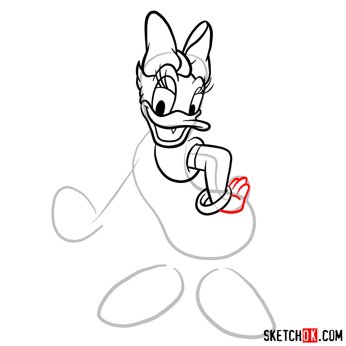 How to draw Daisy Duck -  step 06