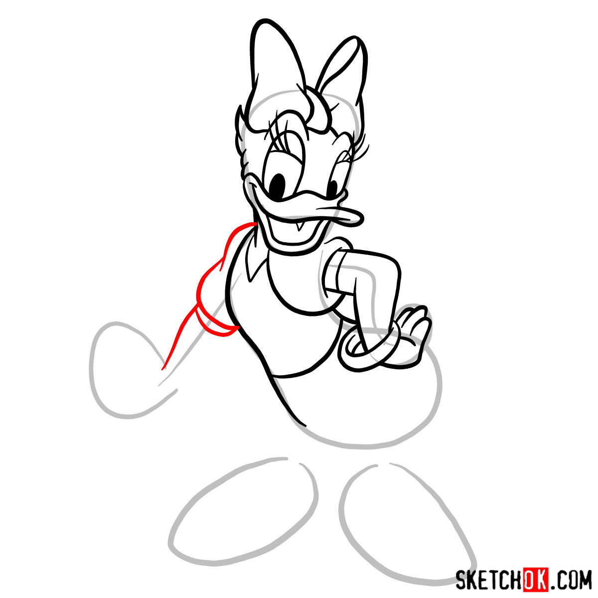 How to draw Daisy Duck - step 08