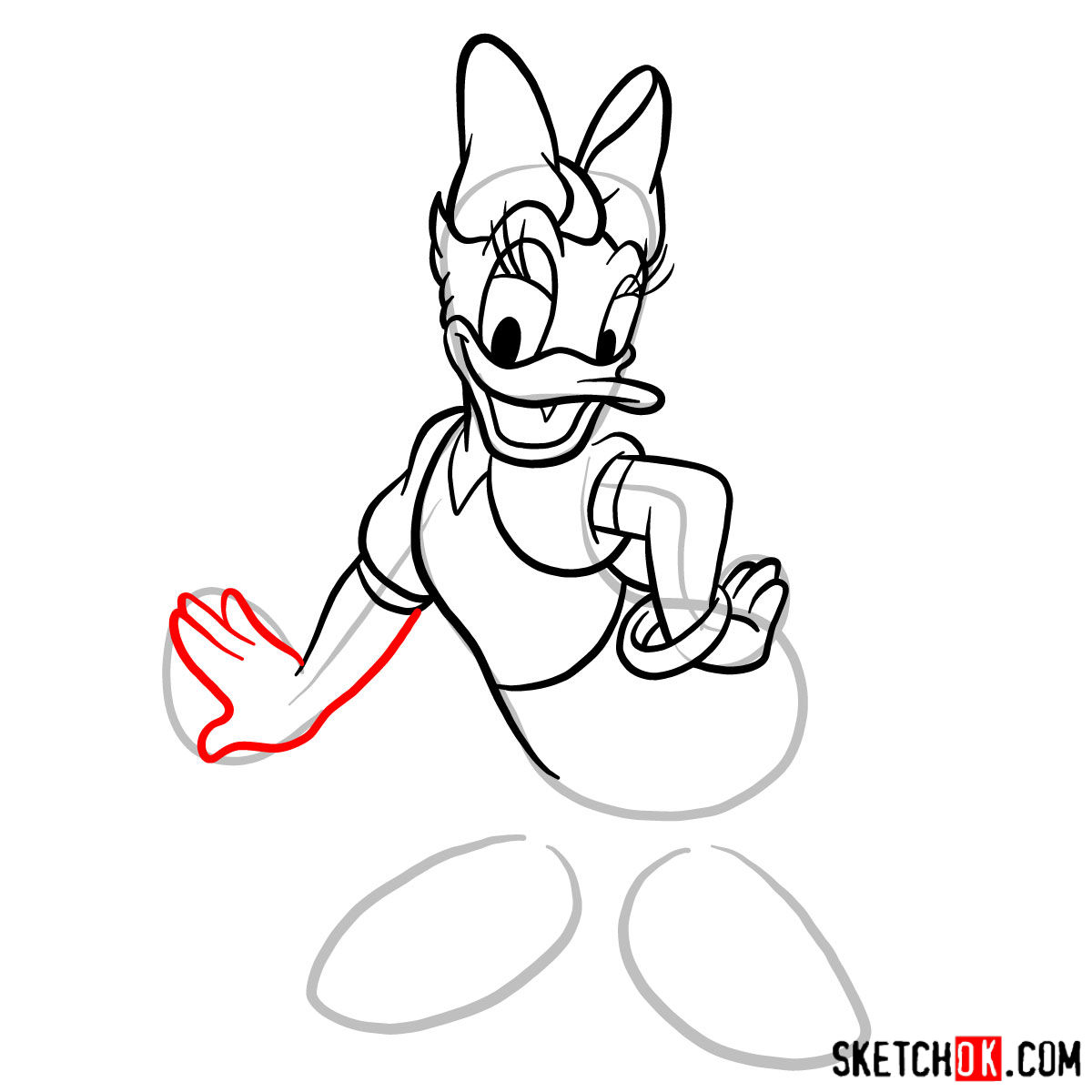 How to draw Daisy Duck - step 09