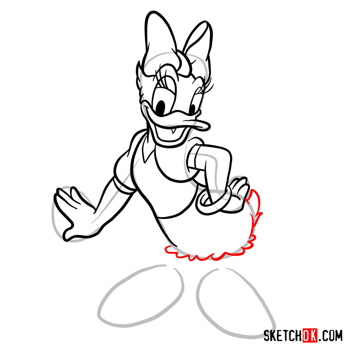 How to draw Daisy Duck - step 10