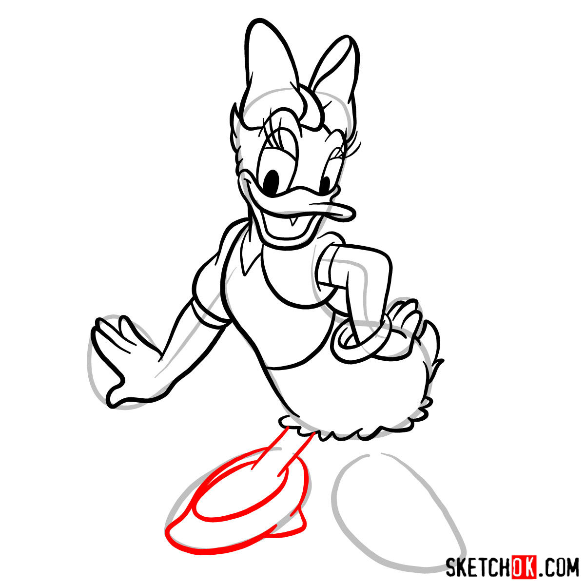 How to draw Daisy Duck - step 11