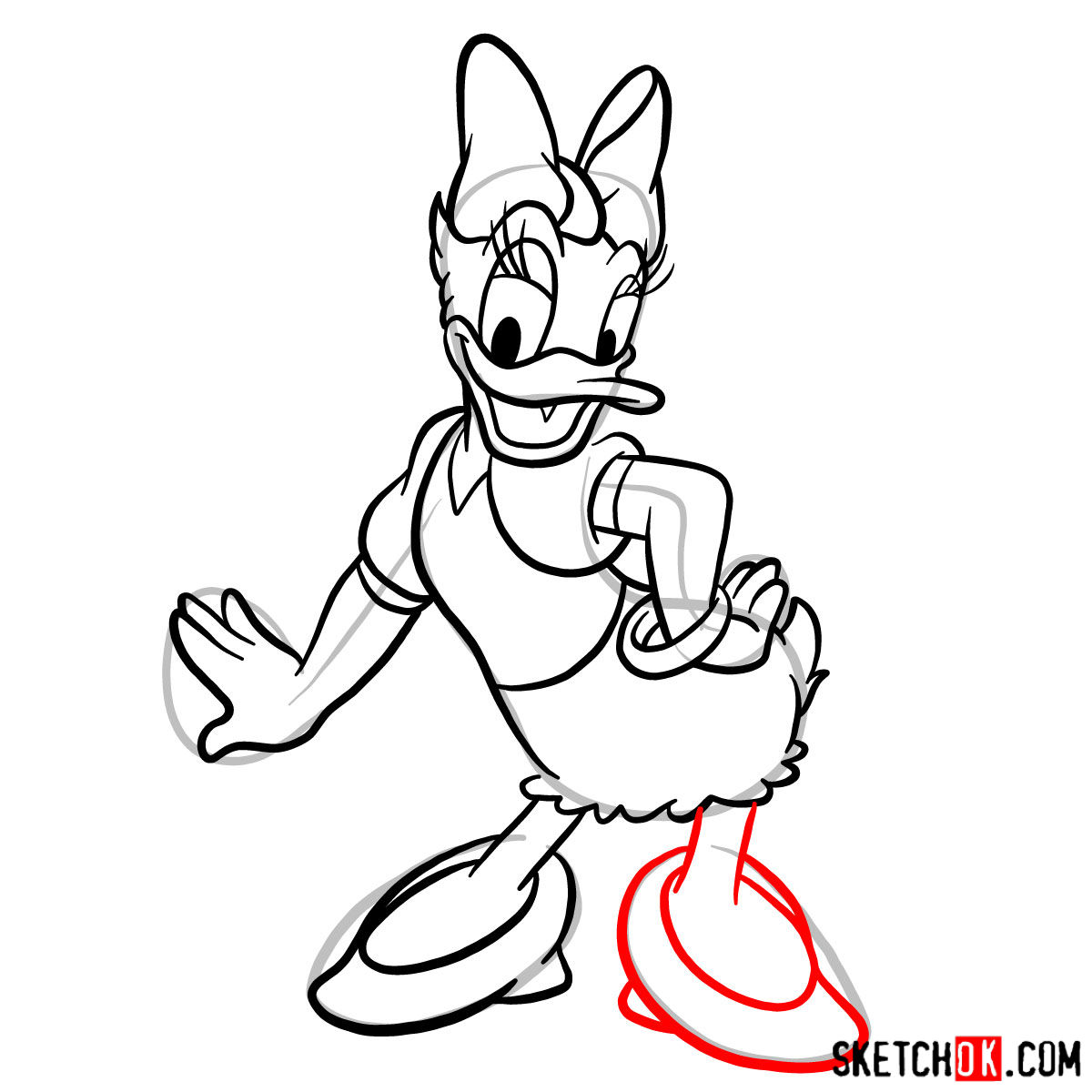 How to draw Daisy Duck - step 12
