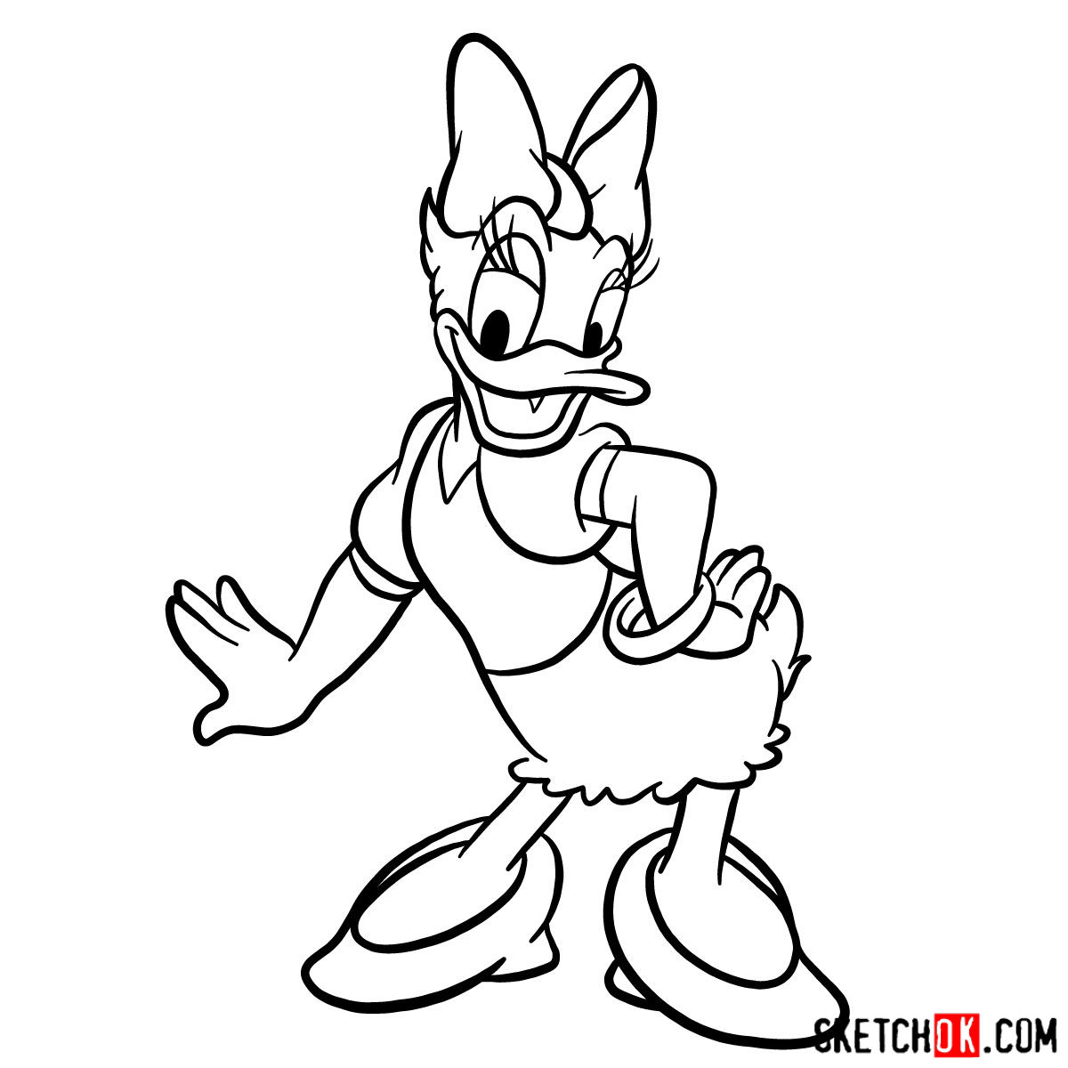 How to draw Daisy Duck - step 13
