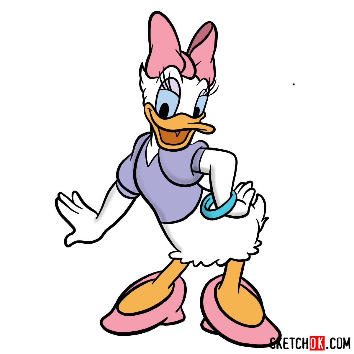 How to Draw Daisy Duck - Really Easy Drawing Tutorial