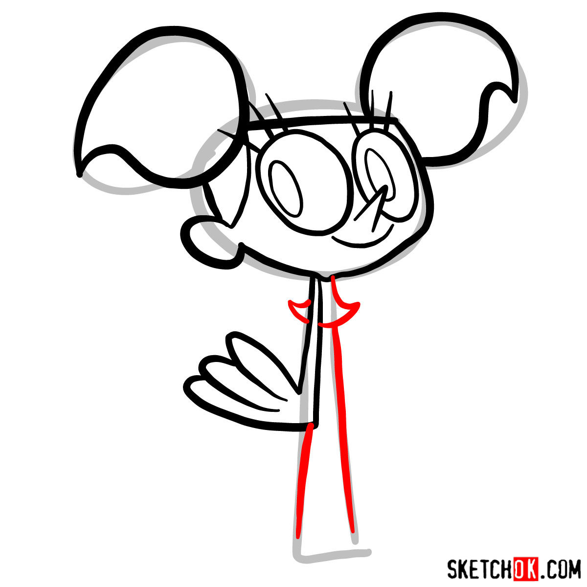 How to draw Dee Dee from Dexter's Laboratory - step 06