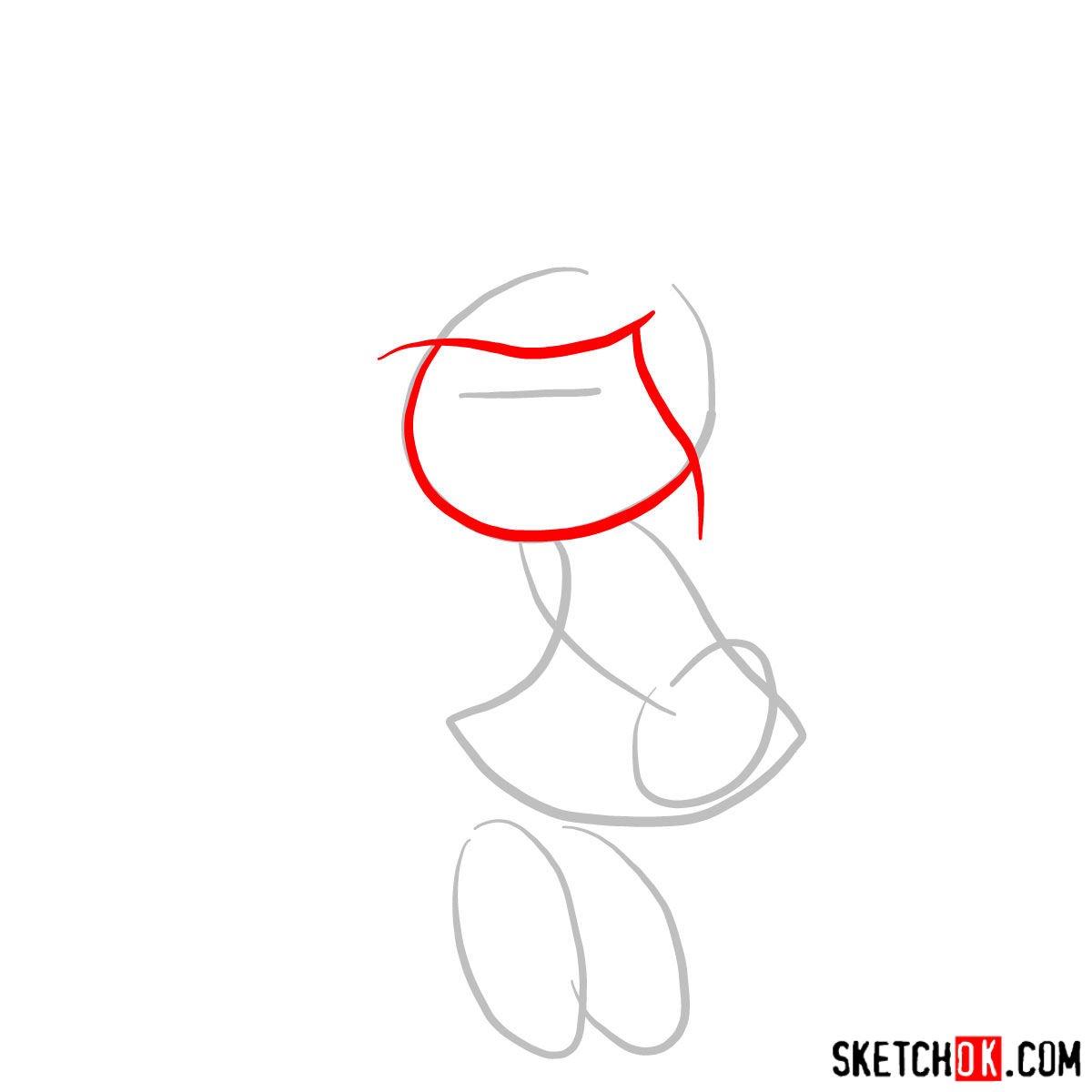 How to draw Smurfette - step 02