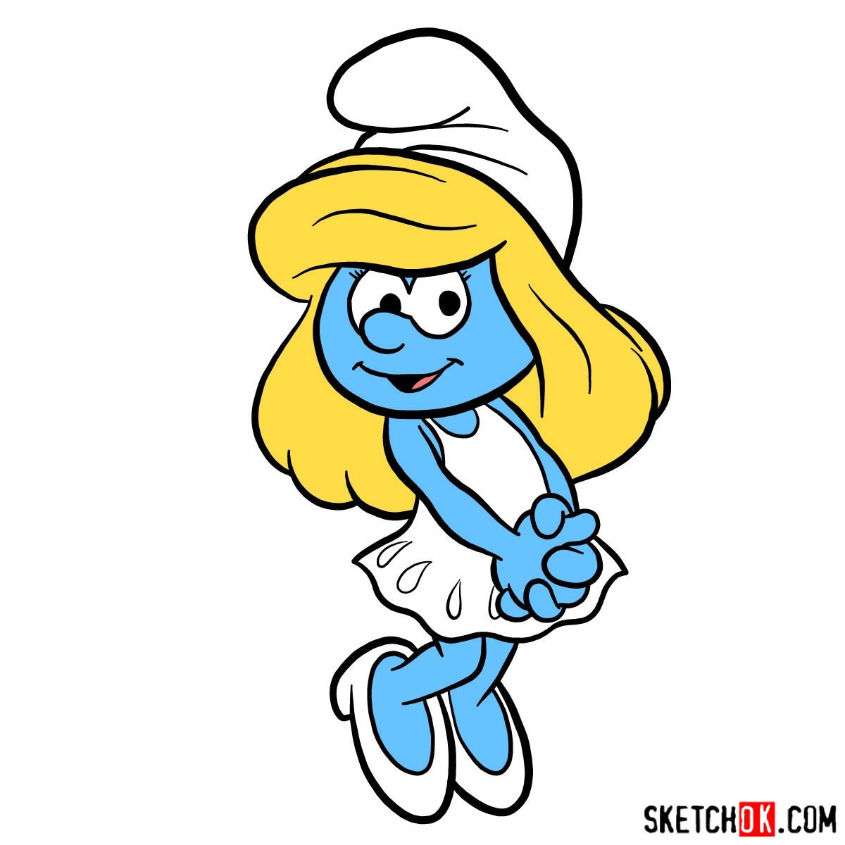 How to draw Smurfette