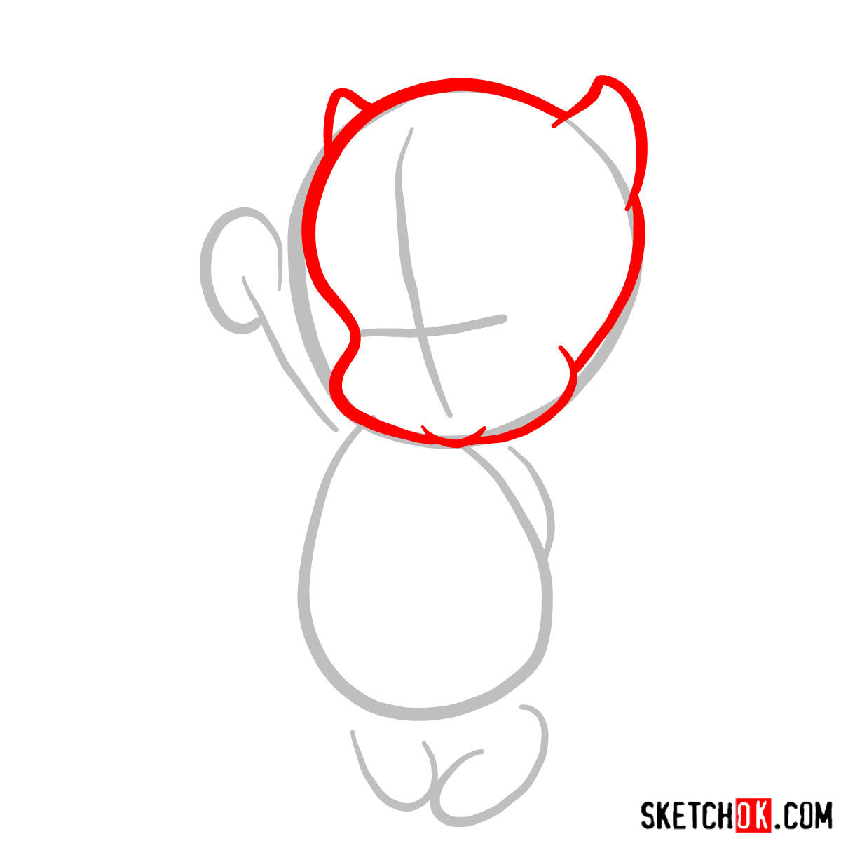 How to draw Porky Pig - step 02