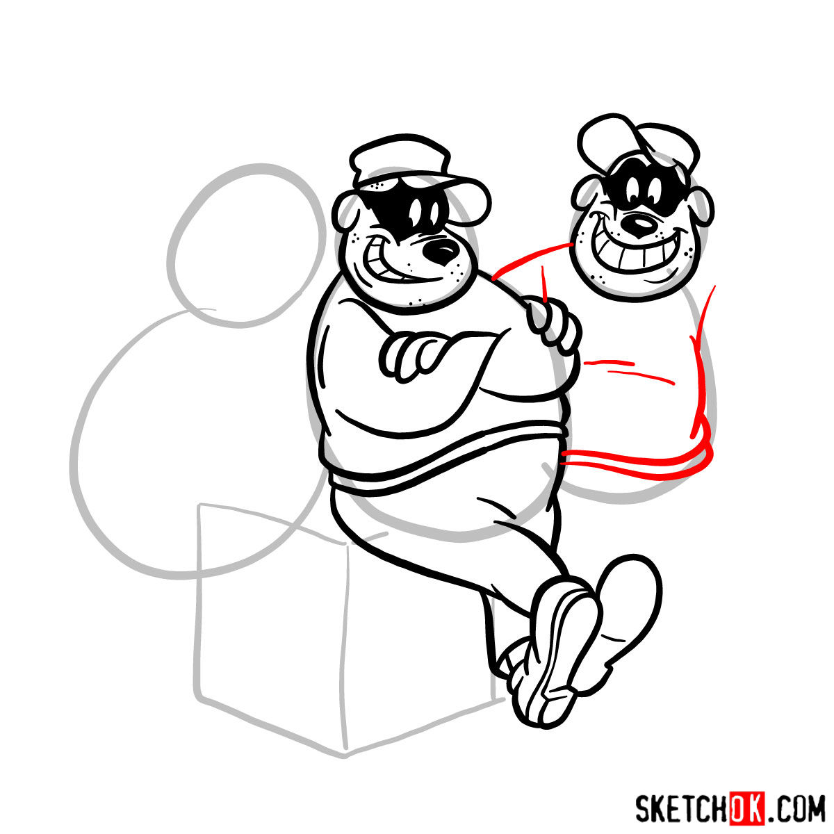 How to draw The Beagle Boys - step 08