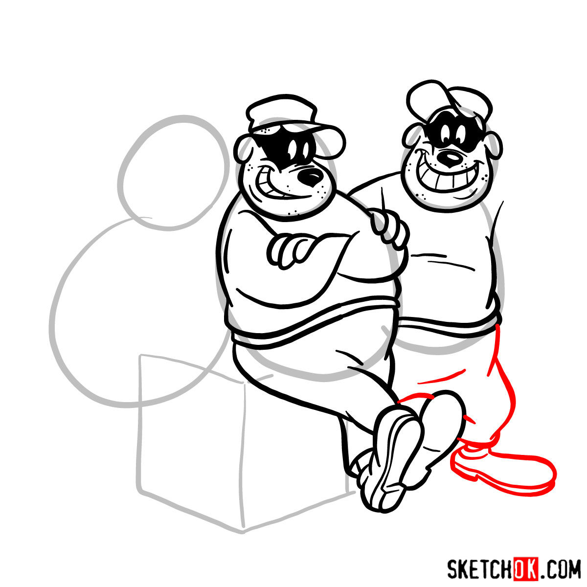 How to draw The Beagle Boys - step 09