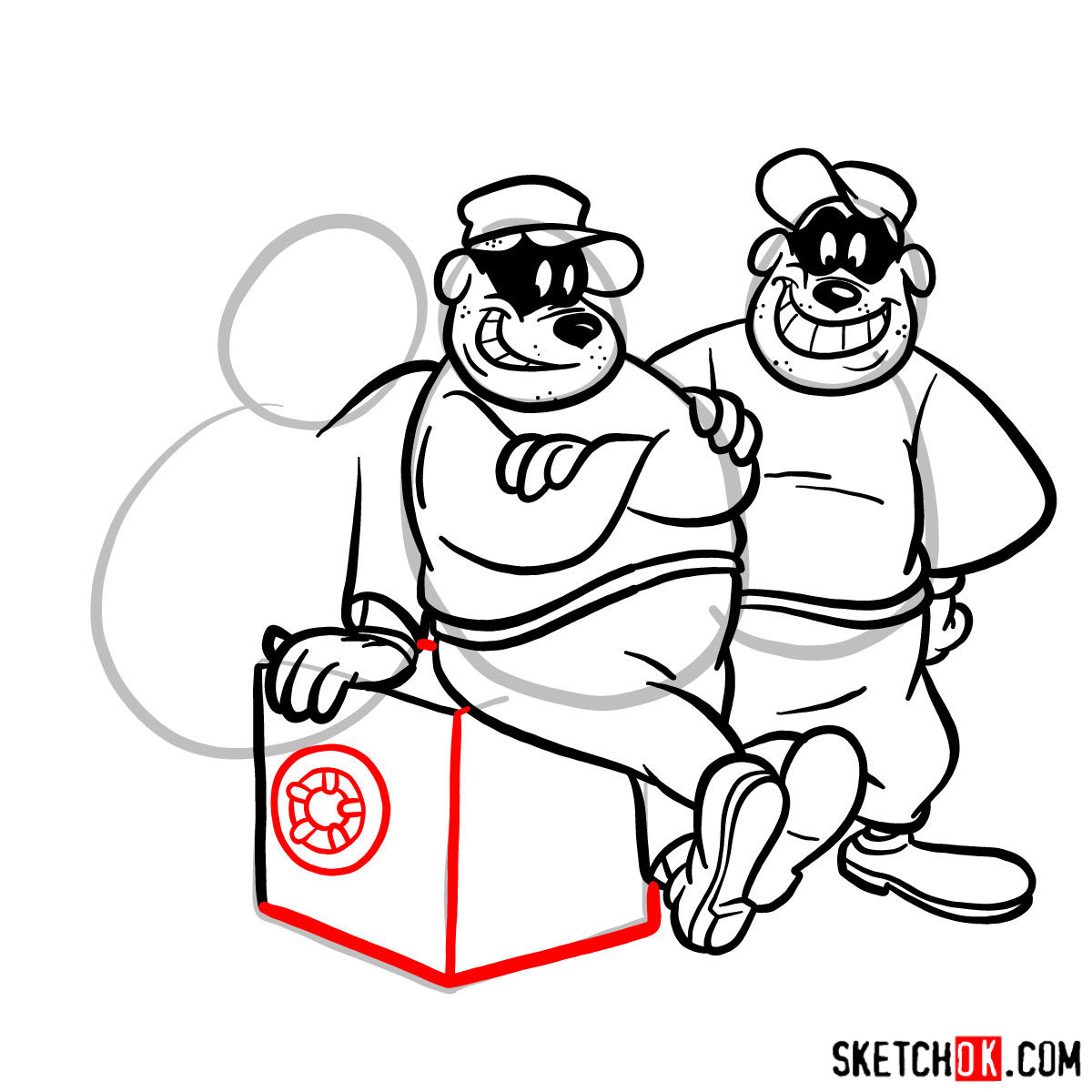 How to draw The Beagle Boys - step 12