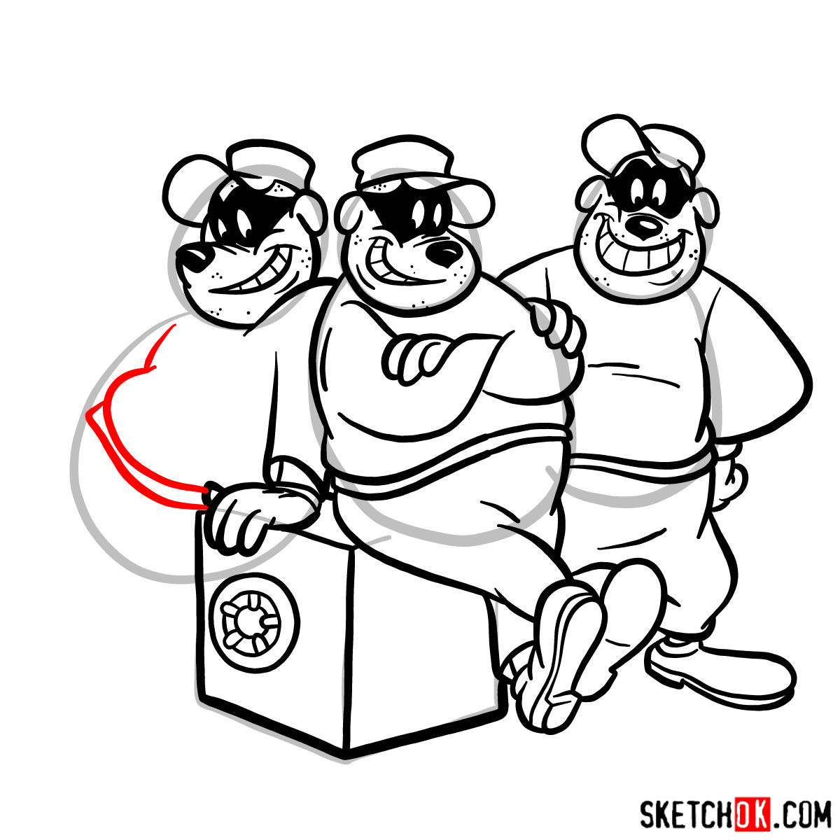 How to draw The Beagle Boys - step 14