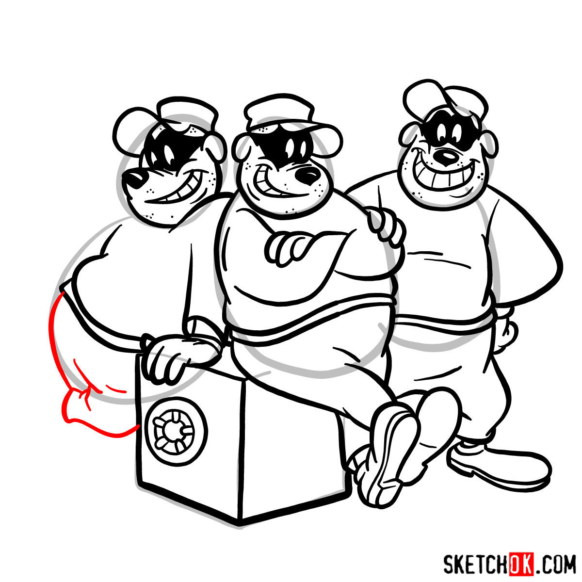 How to draw The Beagle Boys - step 15