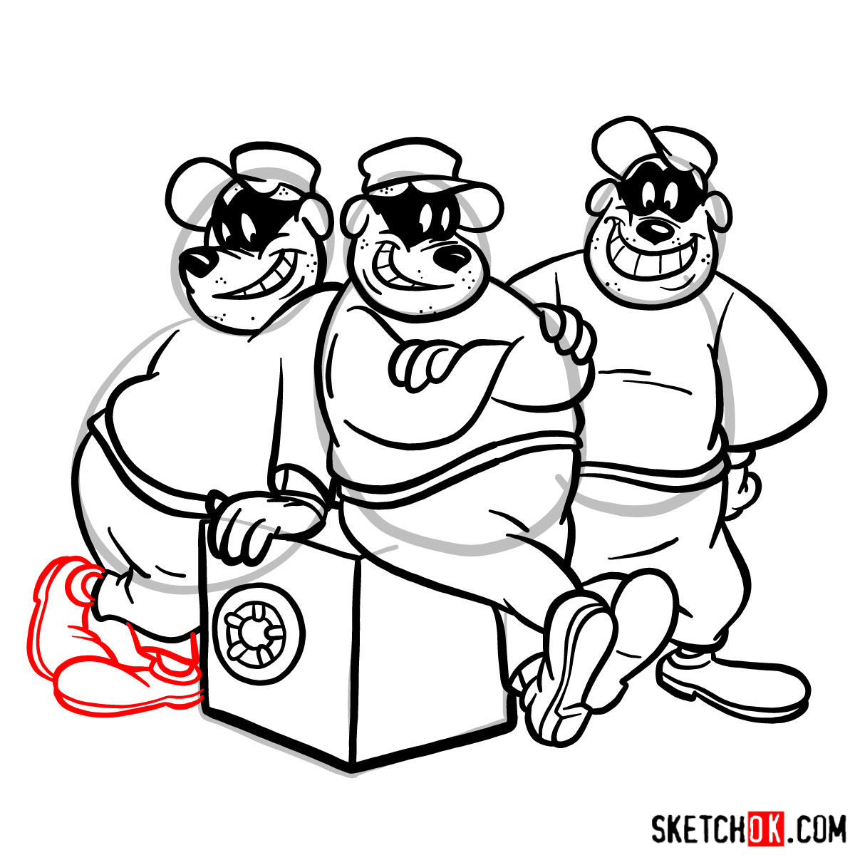 How to draw The Beagle Boys - step 16