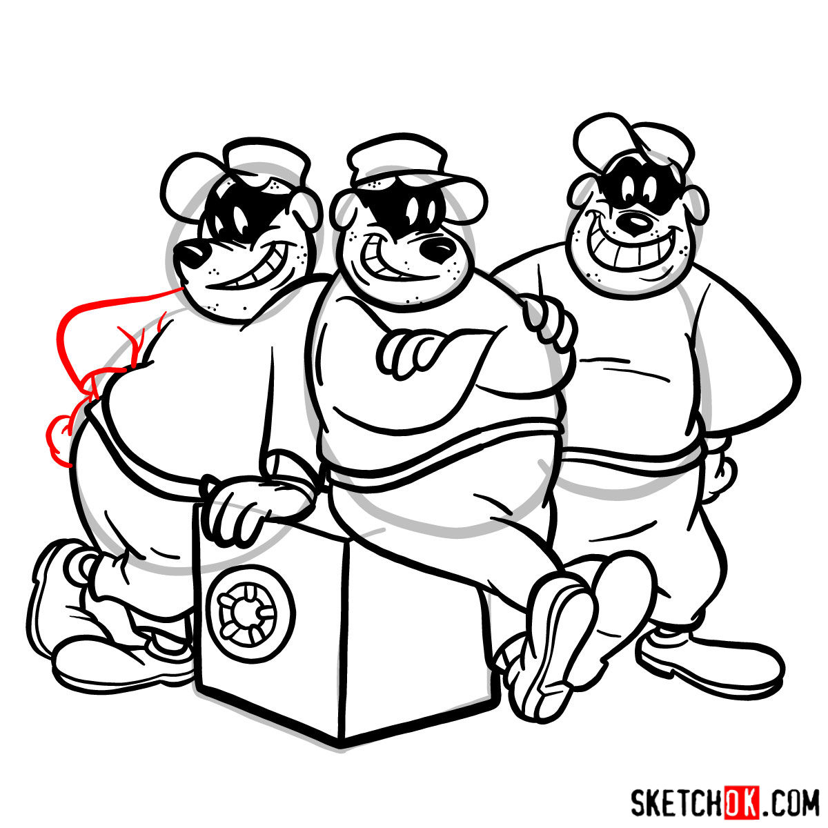 How to draw The Beagle Boys - step 17