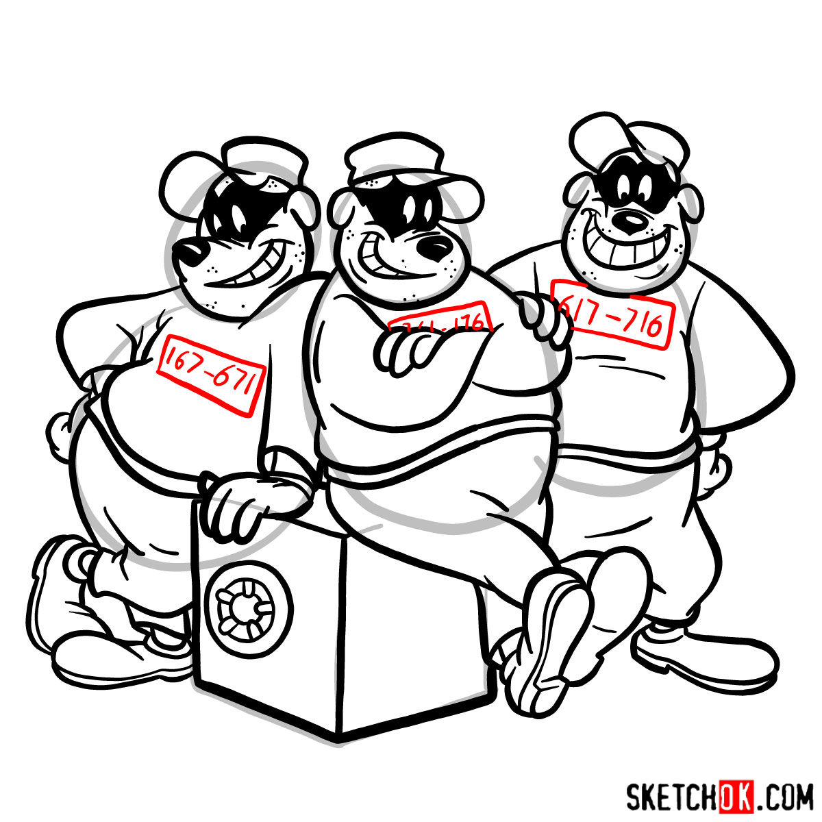 How to draw The Beagle Boys - step 18