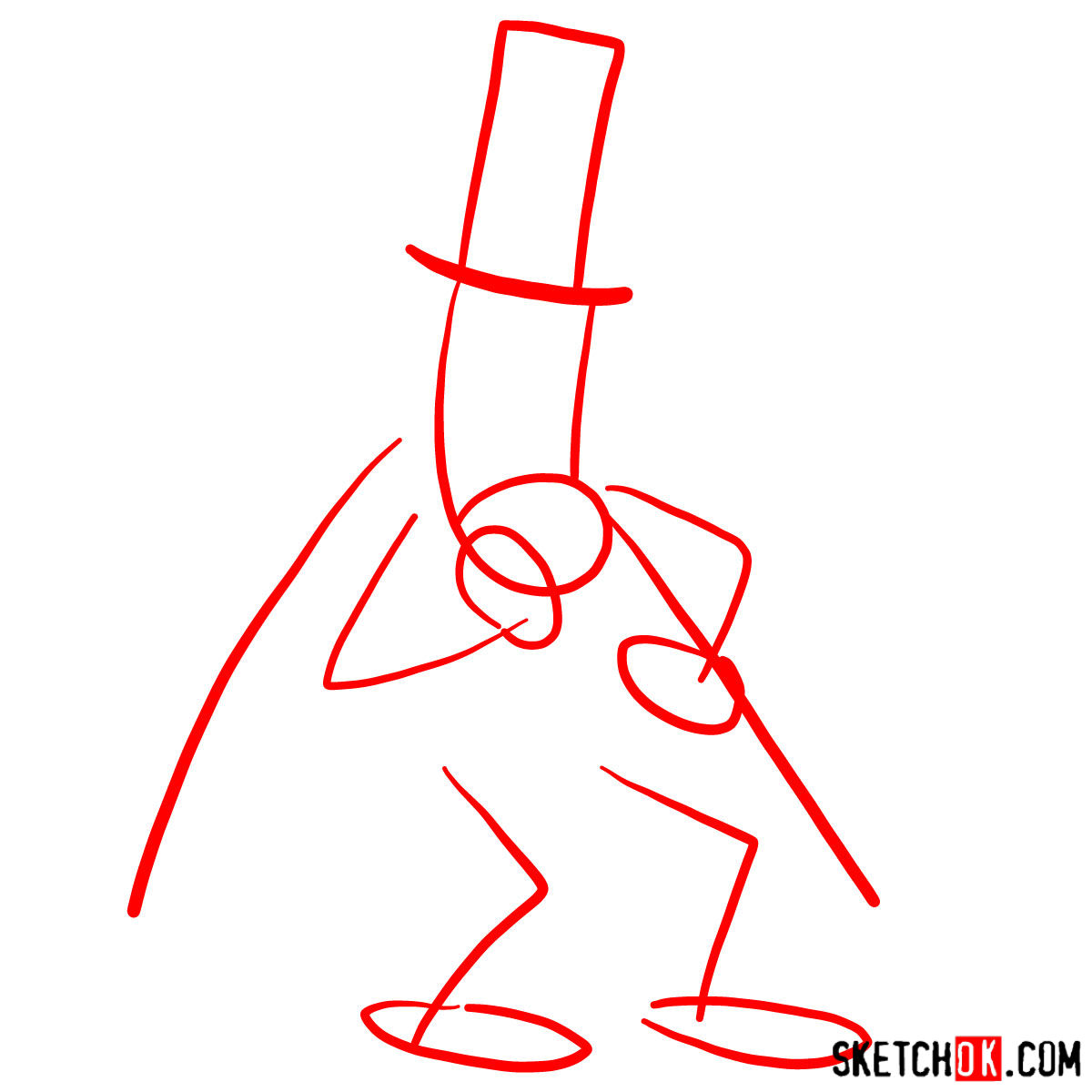 How to draw Snidely Whiplash - step 01