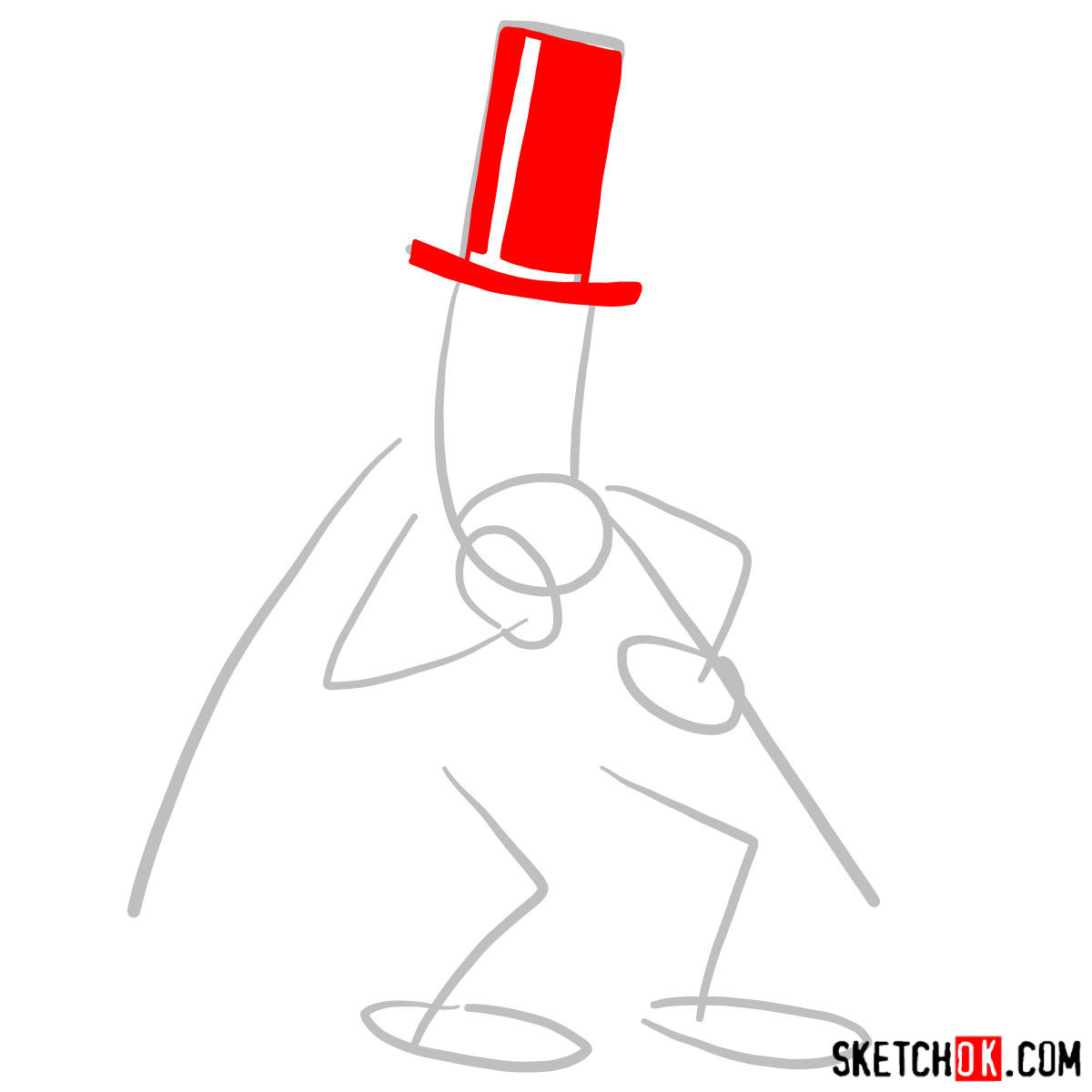 How to draw Snidely Whiplash - step 02