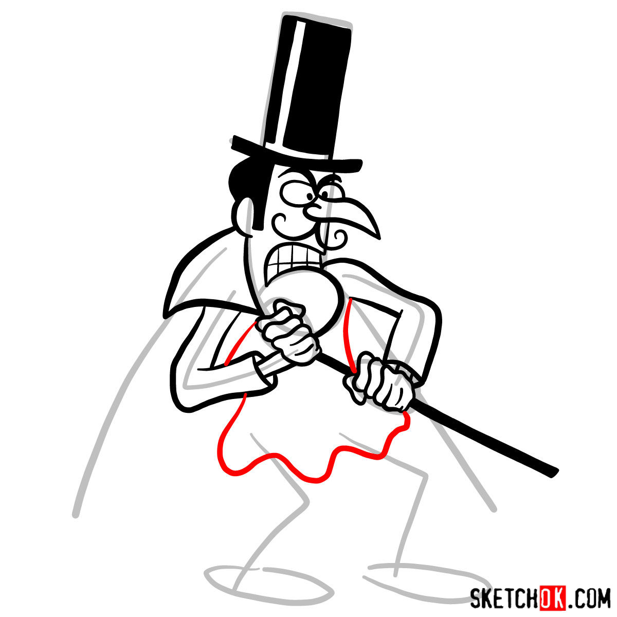 How to draw Snidely Whiplash - step 07