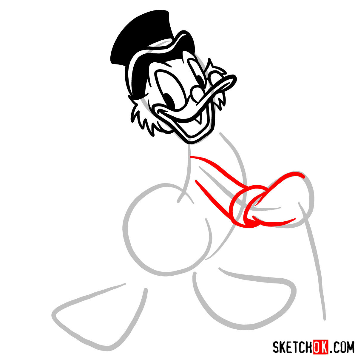 How to draw Scrooge McDuck - step 05