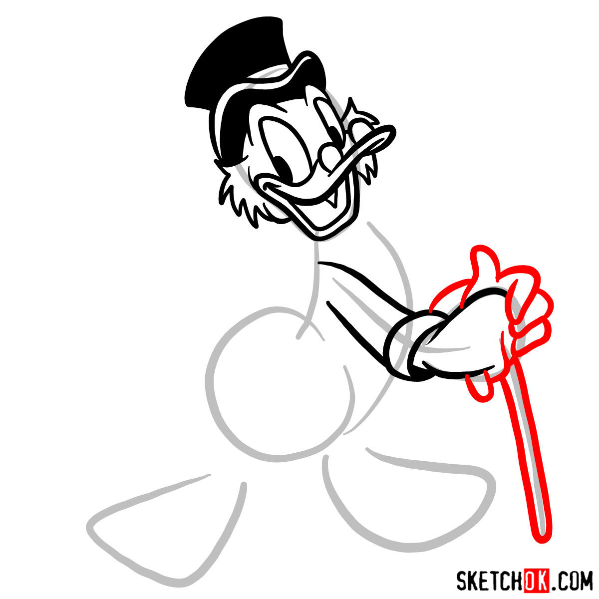 How to draw Scrooge McDuck - step 06