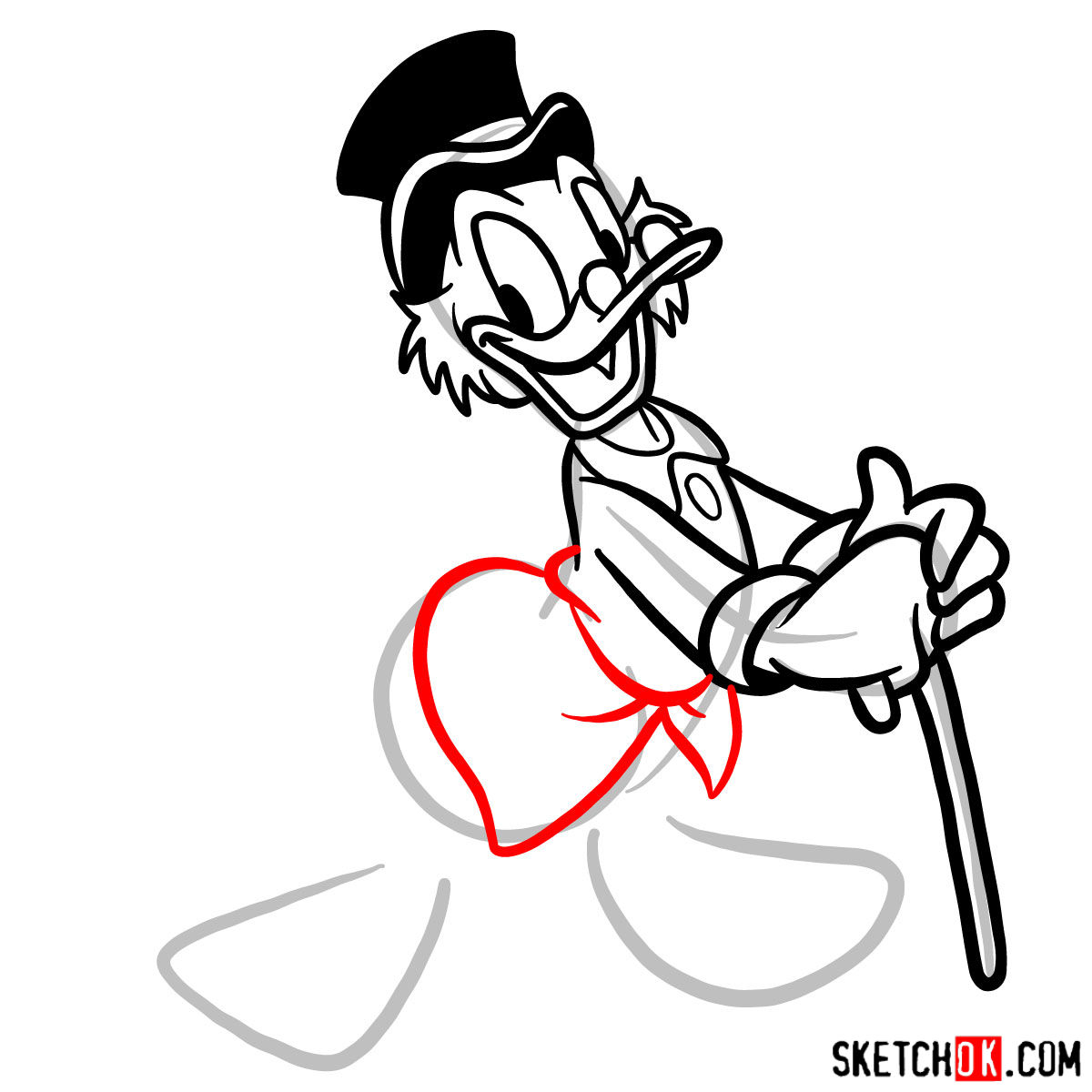 How to draw Scrooge McDuck - step 08
