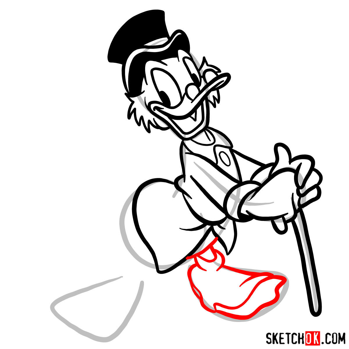 How to draw Scrooge McDuck - step 09