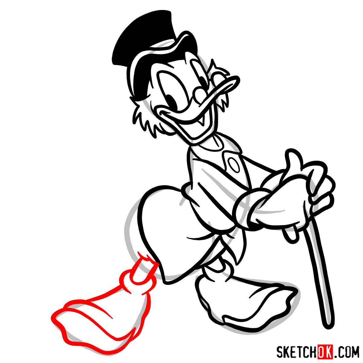 How to draw Scrooge McDuck - step 10