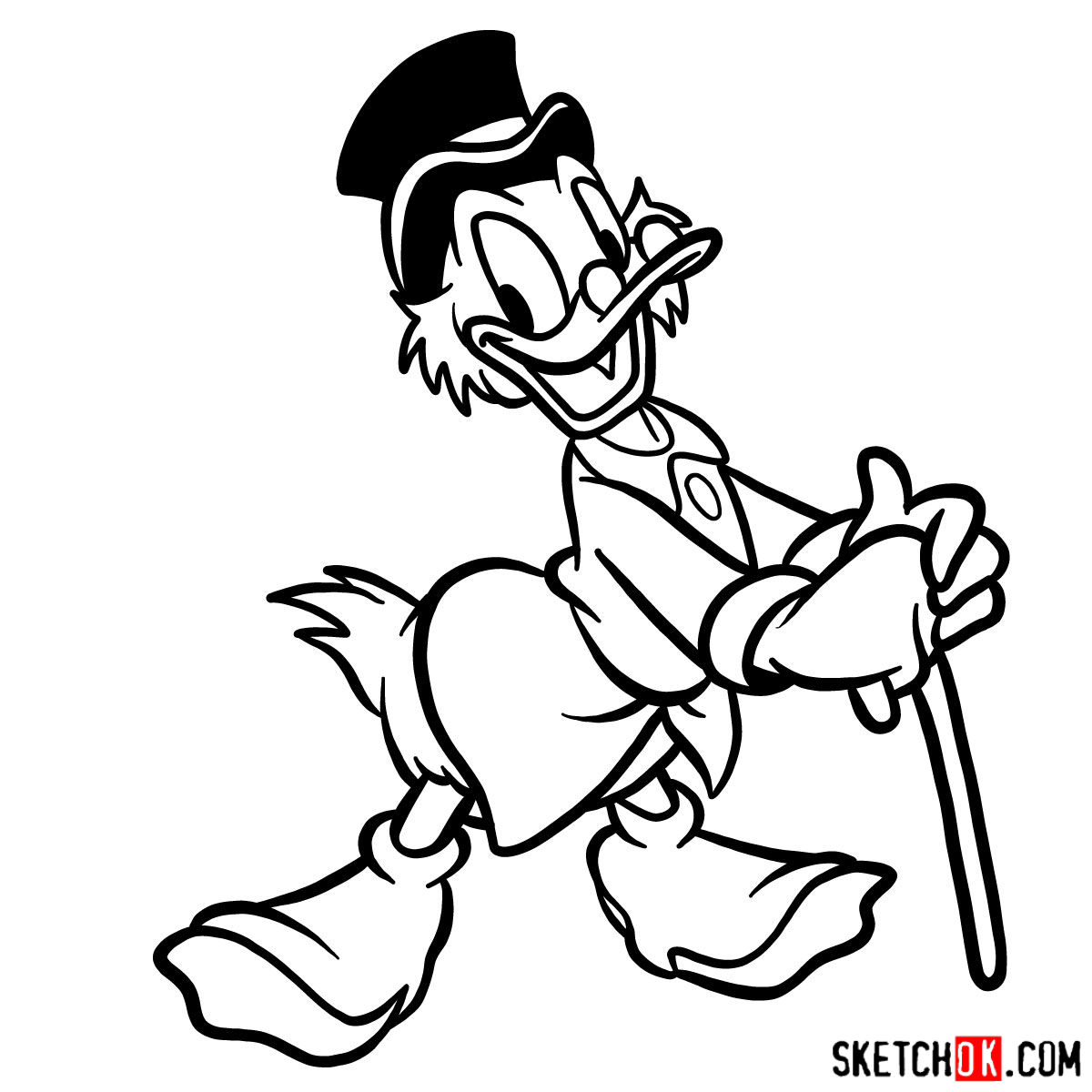 How to draw Scrooge McDuck - step 12