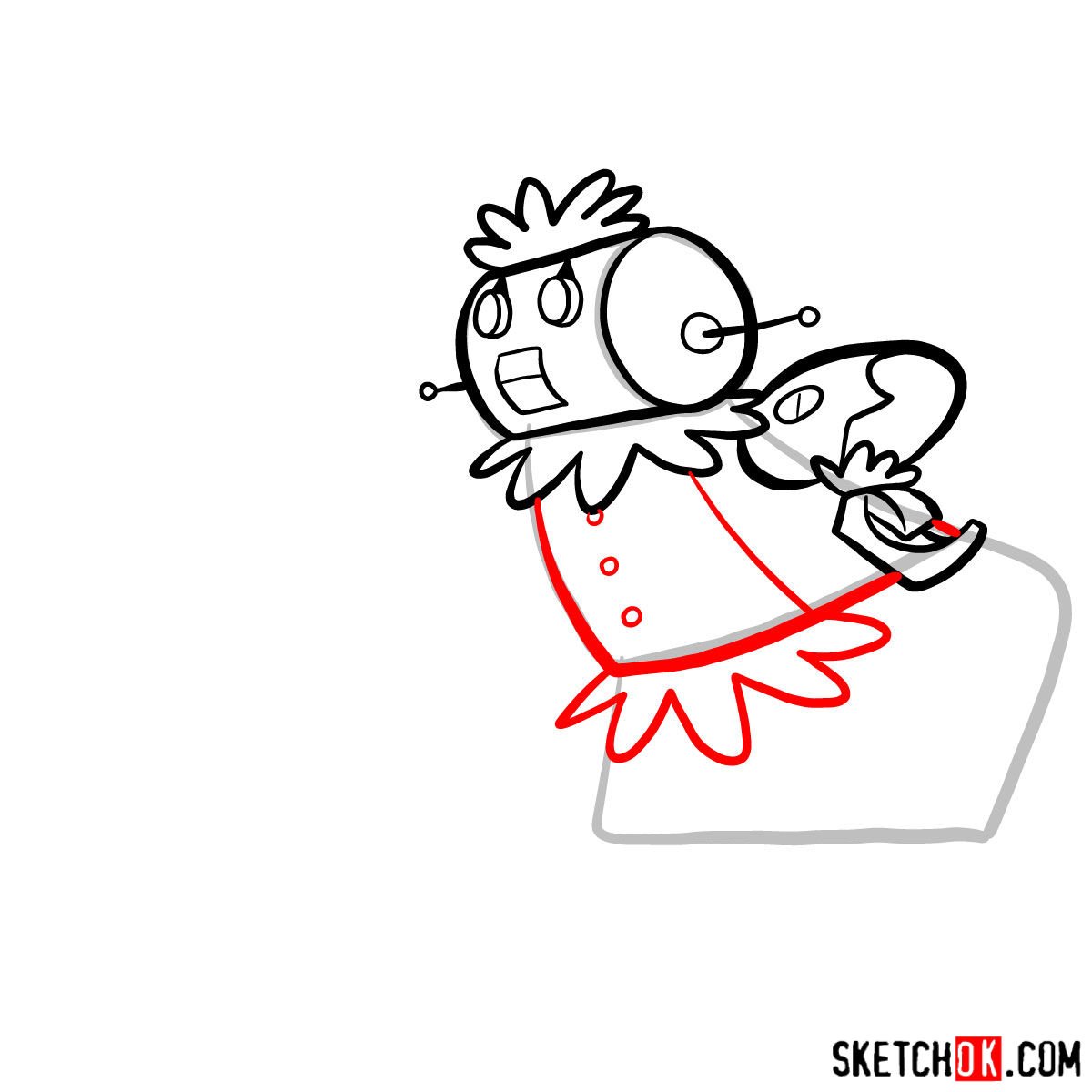 How to draw Rosey the Robot Maid - step 07