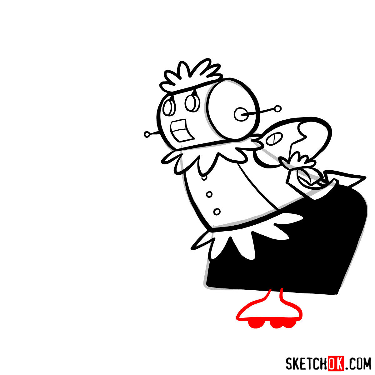 How to draw Rosey the Robot Maid - step 09