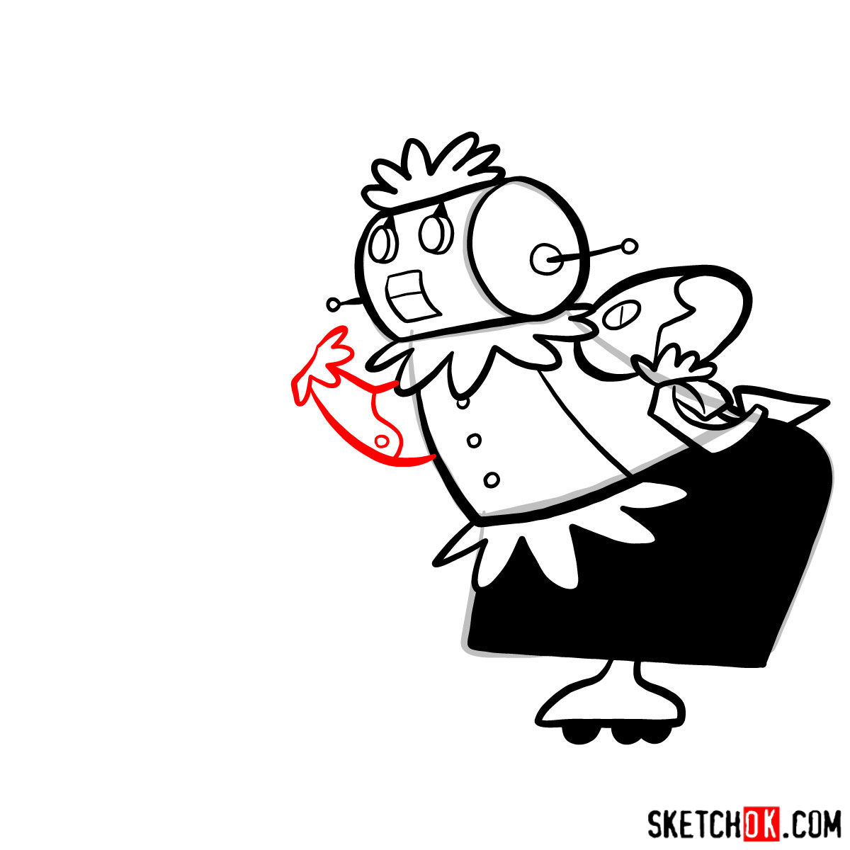 How to draw Rosey the Robot Maid - step 10