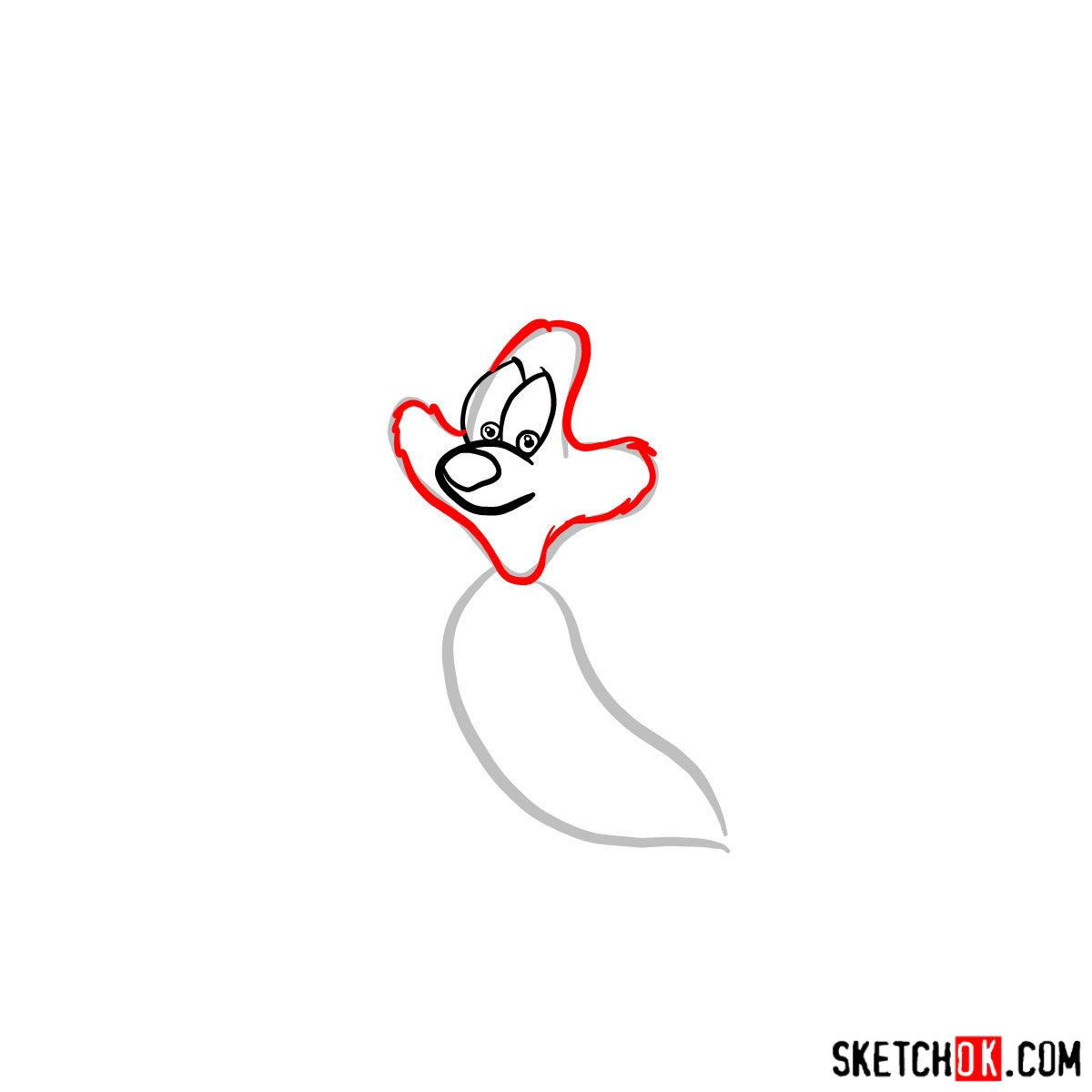 How to draw Roger Rabbit - step 03