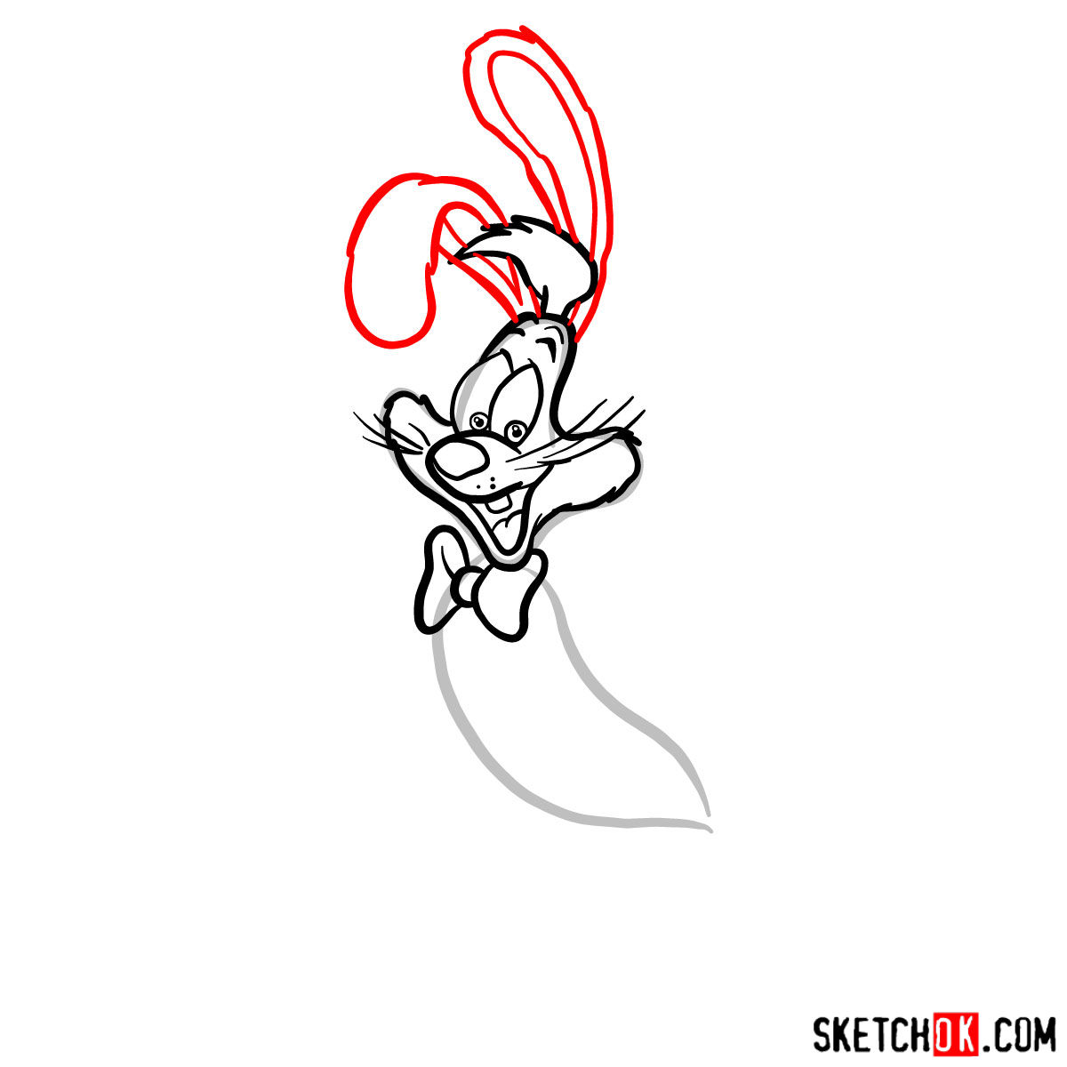 How to draw Roger Rabbit -  step 06