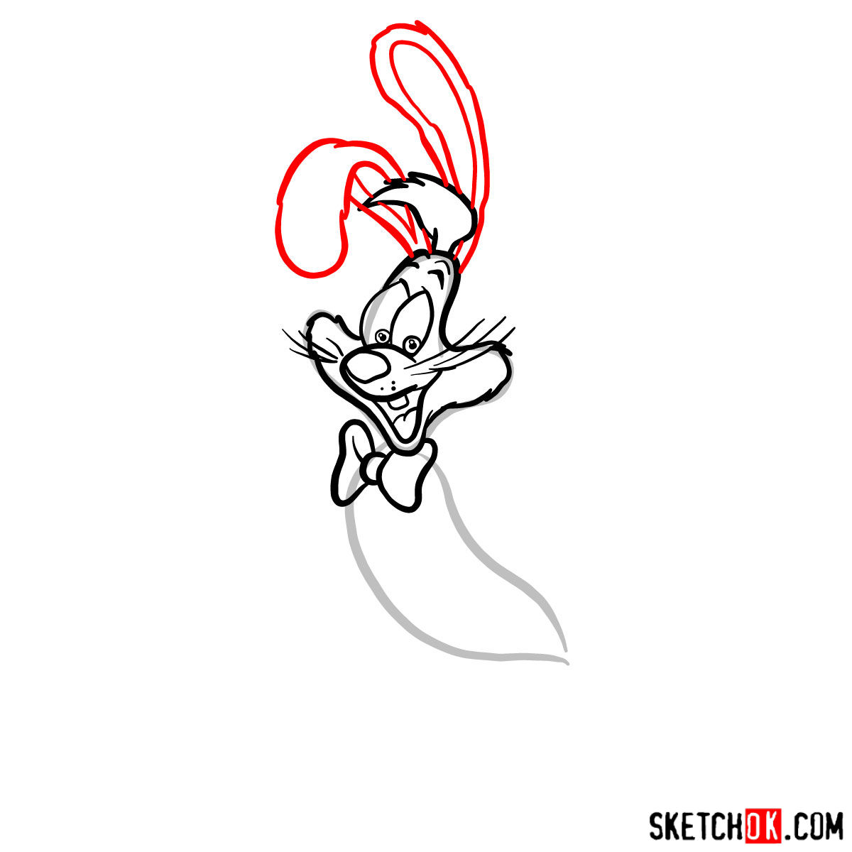 How to draw Roger Rabbit - step 06