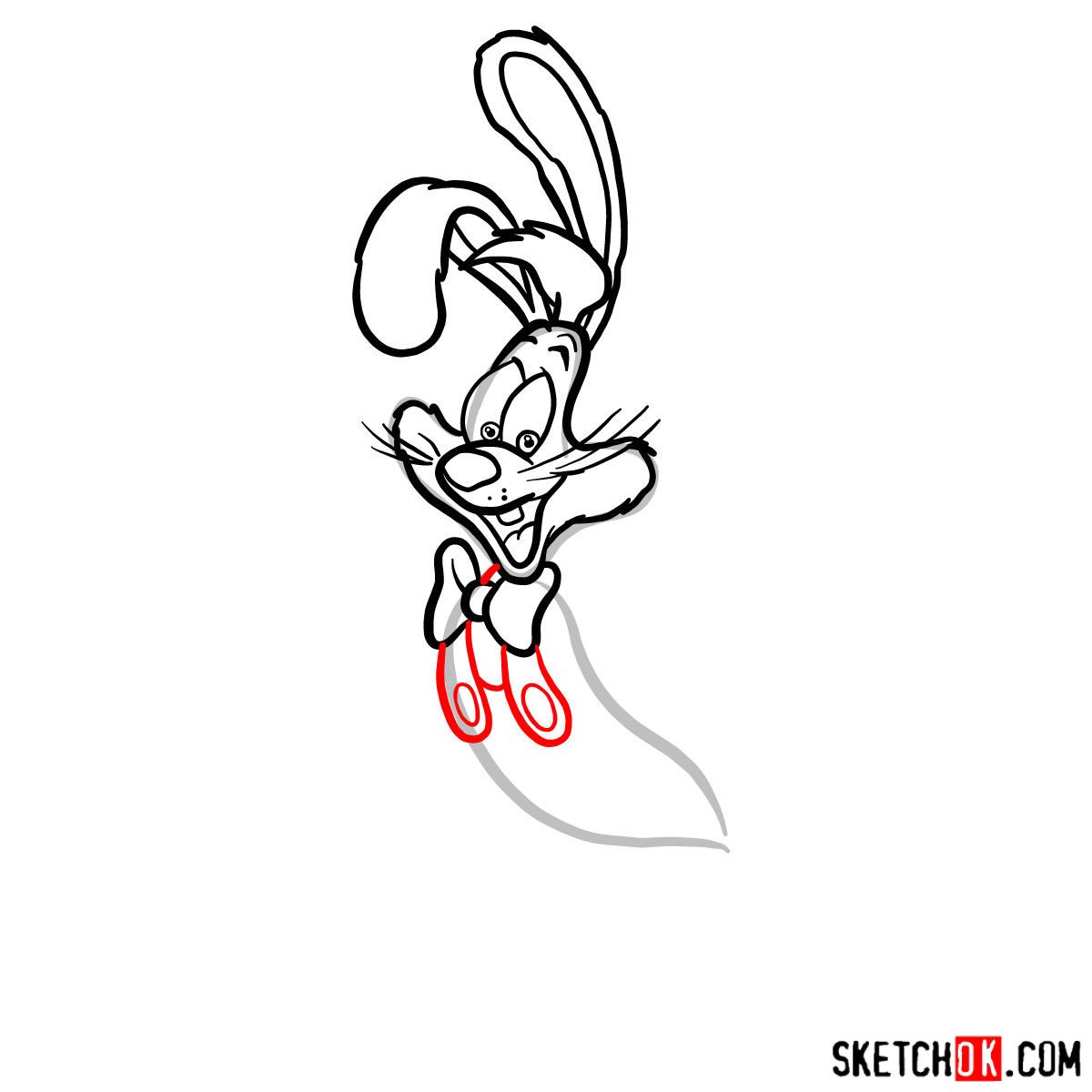 How to draw Roger Rabbit - step 07