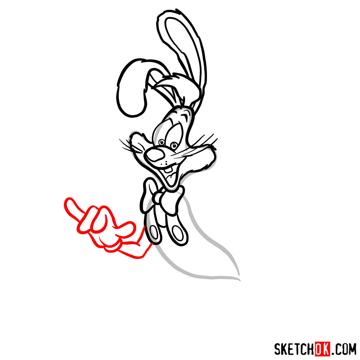 How to draw Roger Rabbit - step 08