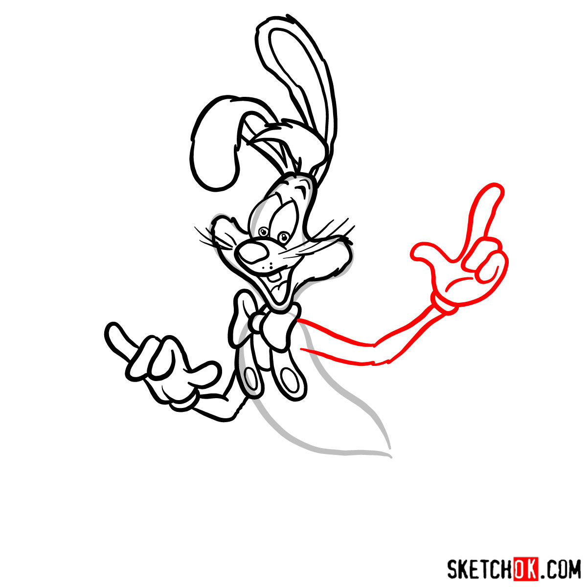 How to draw Roger Rabbit - step 09