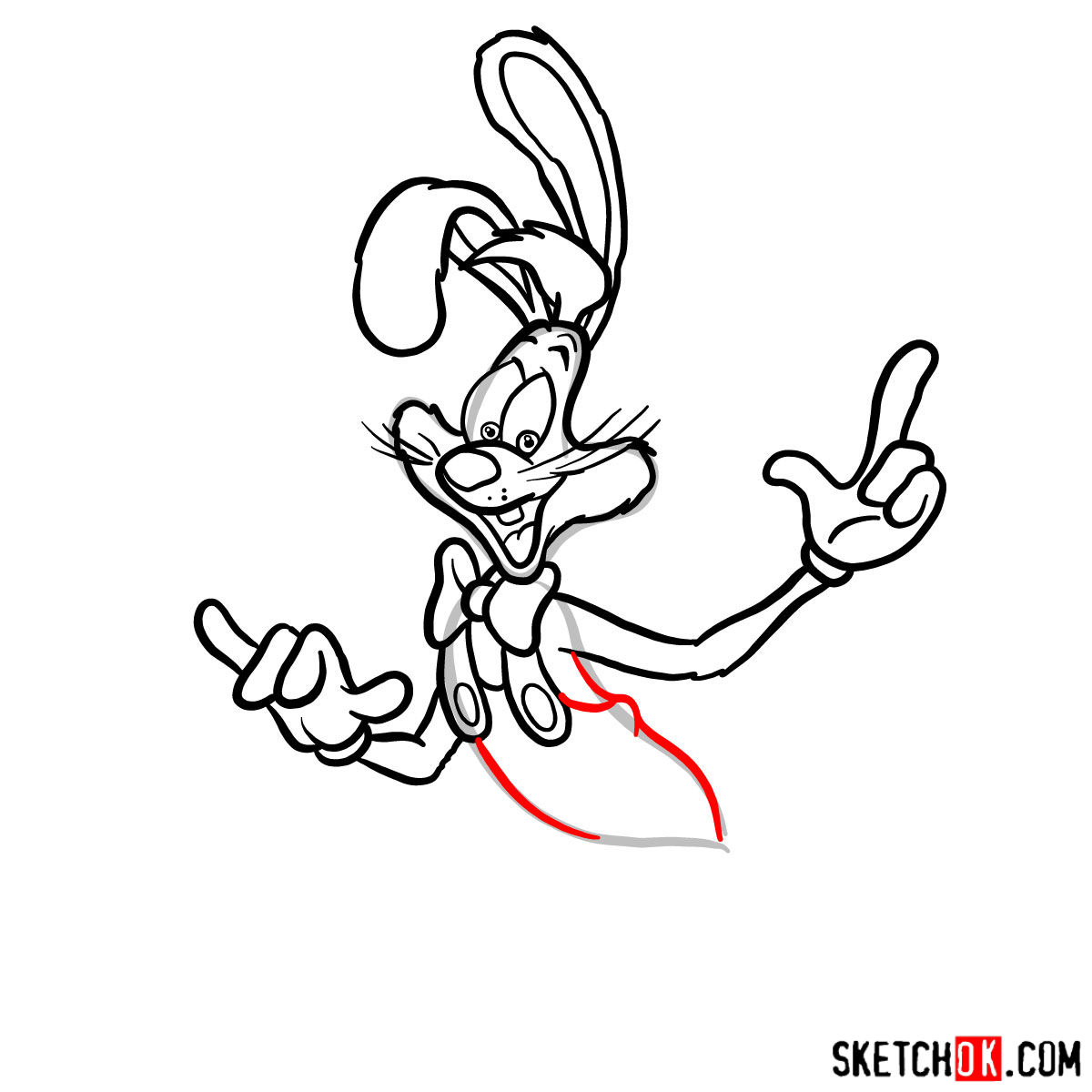 How to draw Roger Rabbit - step 10