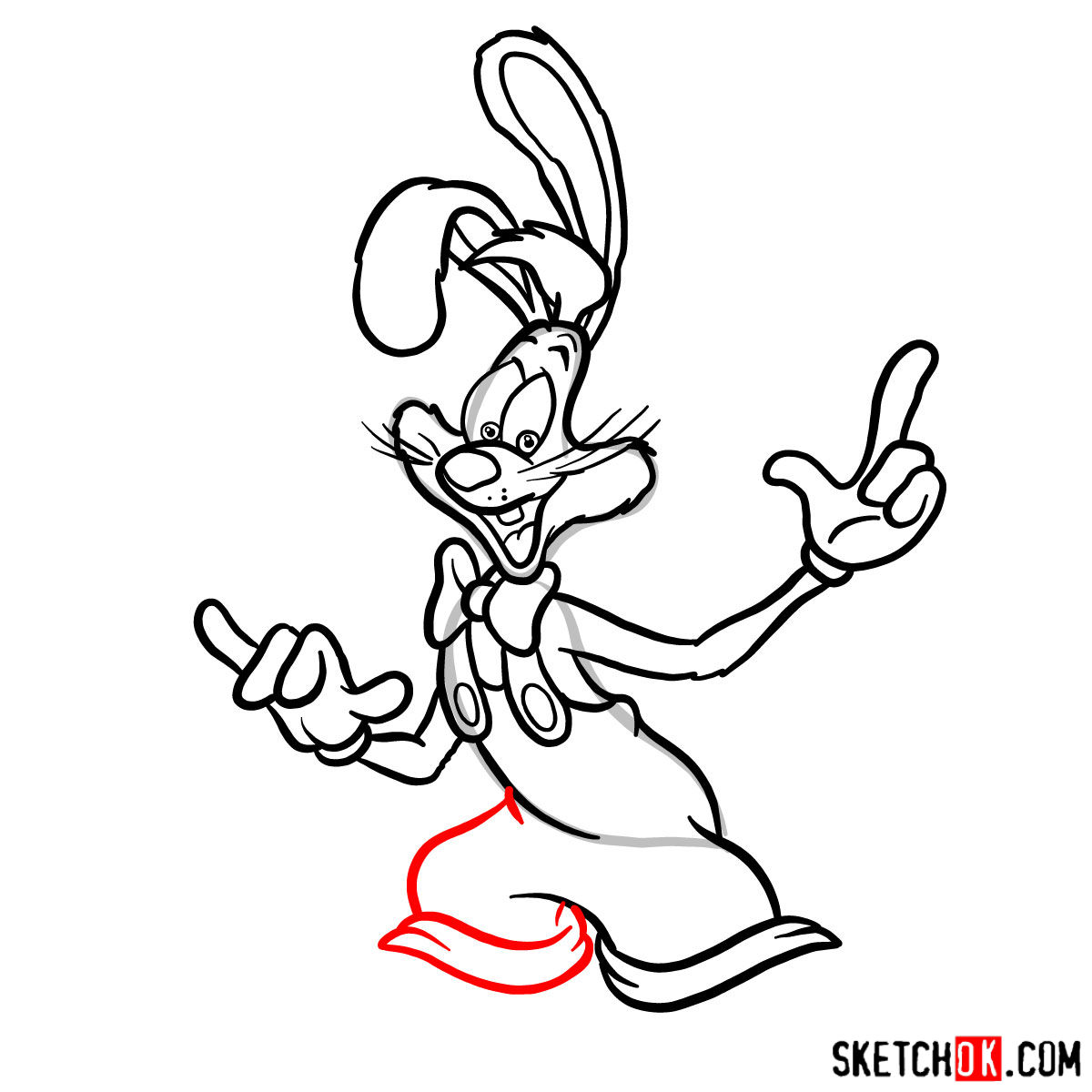 How to draw Roger Rabbit - step 12.