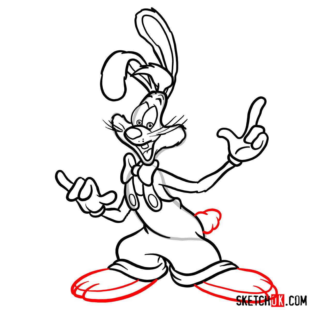 How to draw Roger Rabbit - step 13