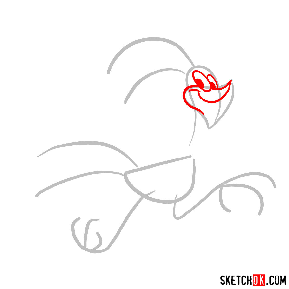 How to draw Road Runner - step 02