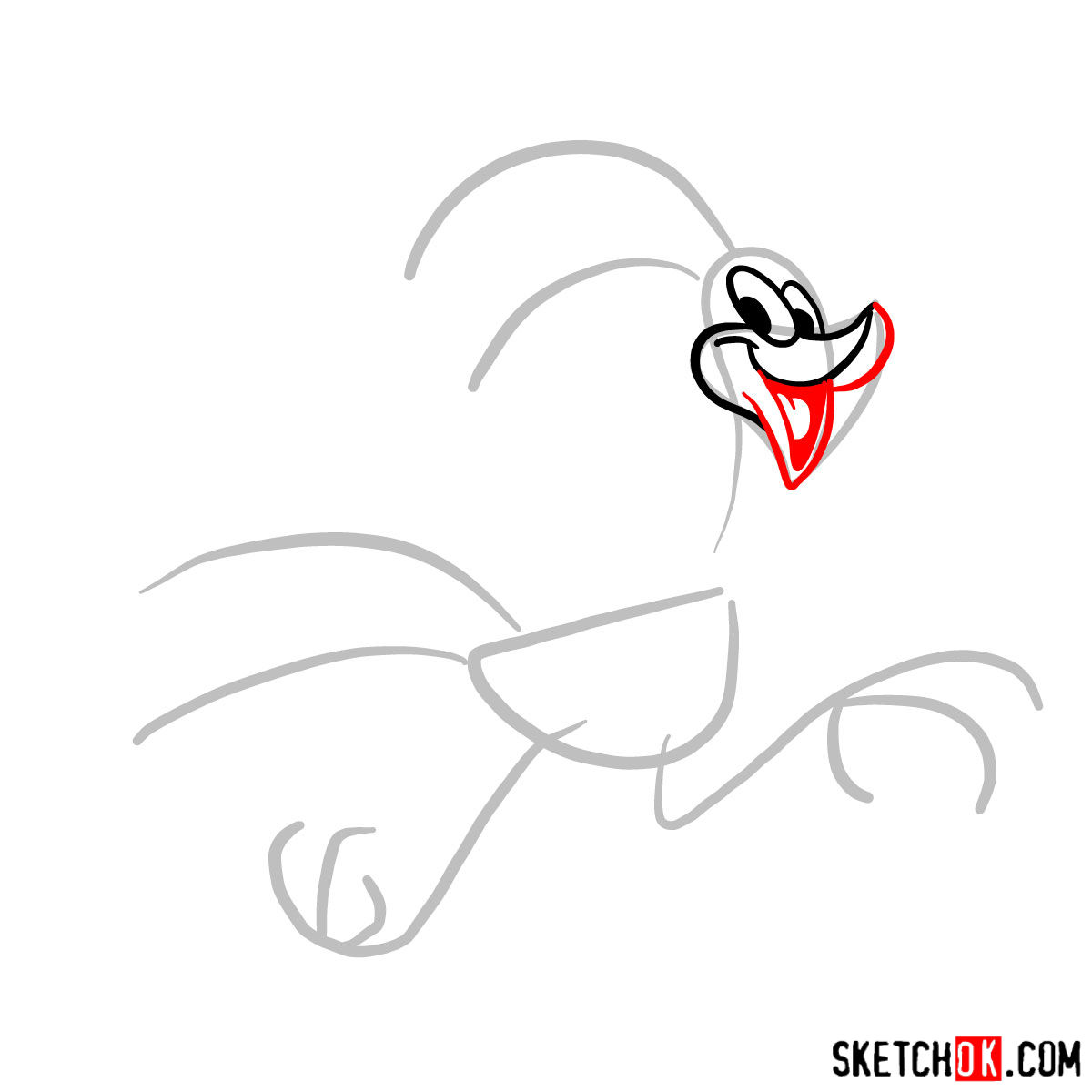 How to draw Road Runner - step 03