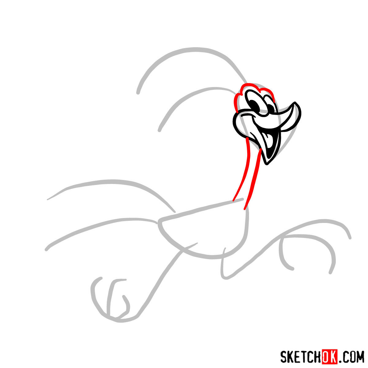 How to draw Road Runner - step 04