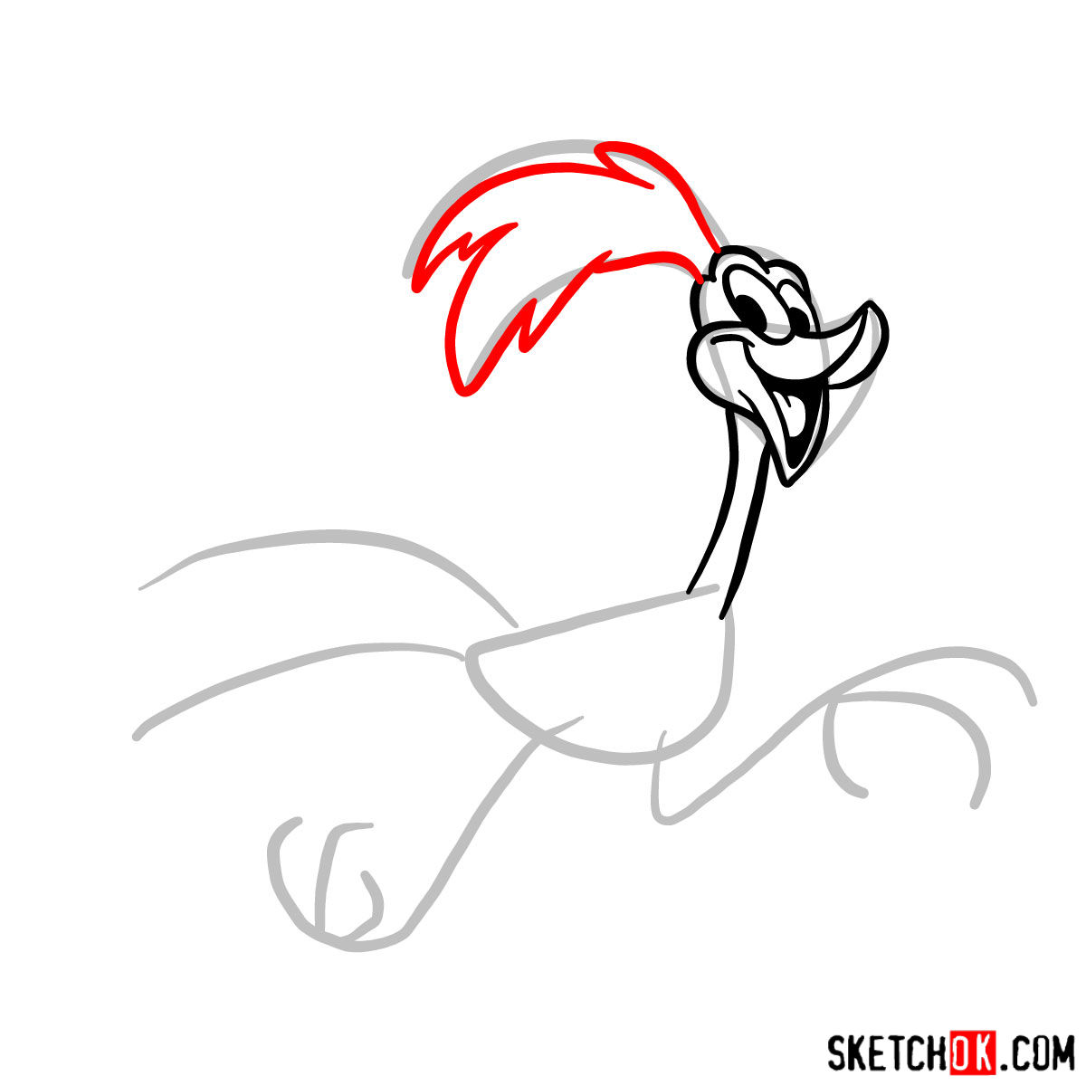 How to draw Road Runner - step 05