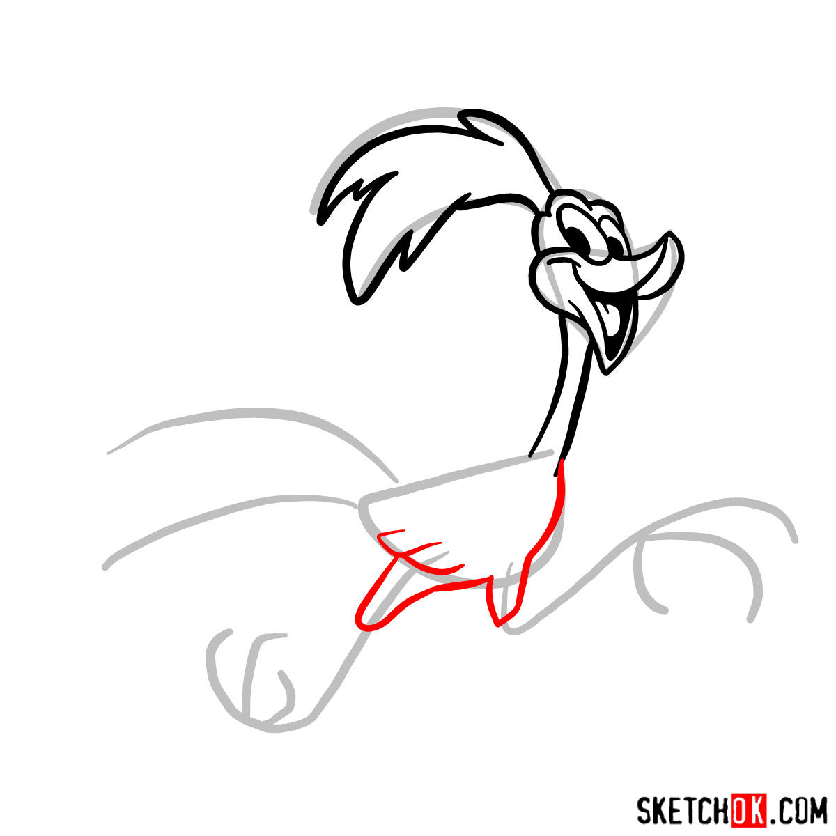 How to draw Road Runner -  step 06