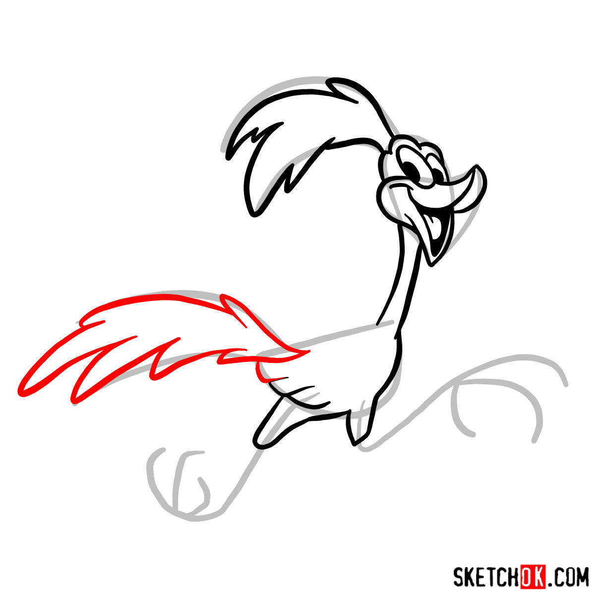 How to draw Road Runner - step 07